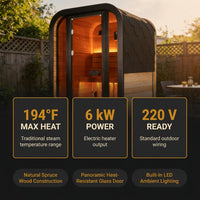 1-2 Person Outdoor Traditional Steam Sauna, Weatherproof Square Sauna Cabin with Black Trim, Natural Spruce Wood Sauna Room, LED Strip & Panoramic Glass Door, for Backyard Garden Home Spa, Relaxation — Results & Stats