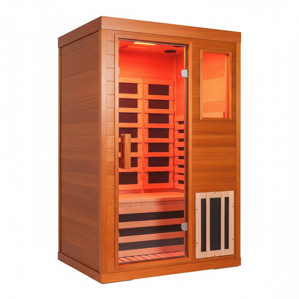 Full Spectrum Infrared Sauna with Fda-Certified 660Nm & 850Nm Red Light Therapy, Low EMF Carbon Fiber Heating Panels, Fast Heat-Up Canadian Hemlock 1-Person Indoor Sauna for Home, 1170W 110V