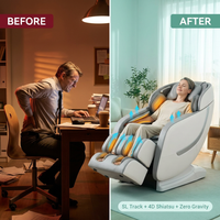 2026 4D Full Body Massage Chair, Zero Gravity, Shiatsu Recliner, SL Track Massage, Heating, Bluetooth, White — Before & After