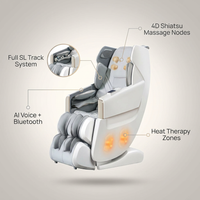 2026 4D Full Body Massage Chair, Zero Gravity, Shiatsu Recliner, SL Track Massage, Heating, Bluetooth, White — infographic