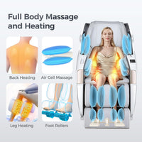 2026 4D Full Body Massage Chair, Zero Gravity, Shiatsu Recliner, SL Track Massage, Heating, Bluetooth, White