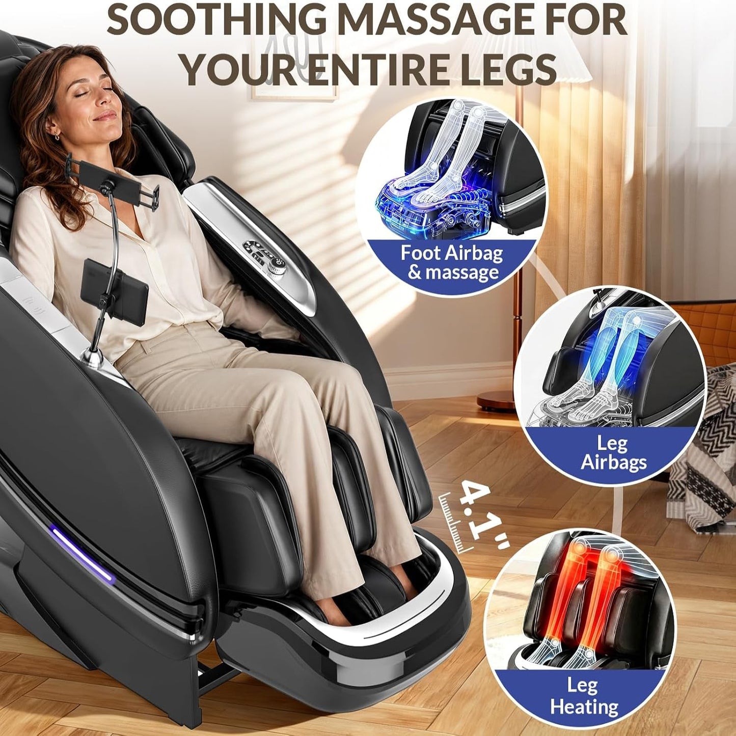 Massage Chair Full Body, 2026 Zero Gravity Sl-Track Shiatsu Massage Chair Recliner with 12 Auto Modes, Thai Yoga Stretch, Foot Rollers, Heated Waist & Calf, AI Control & Body Scan, L183 Black