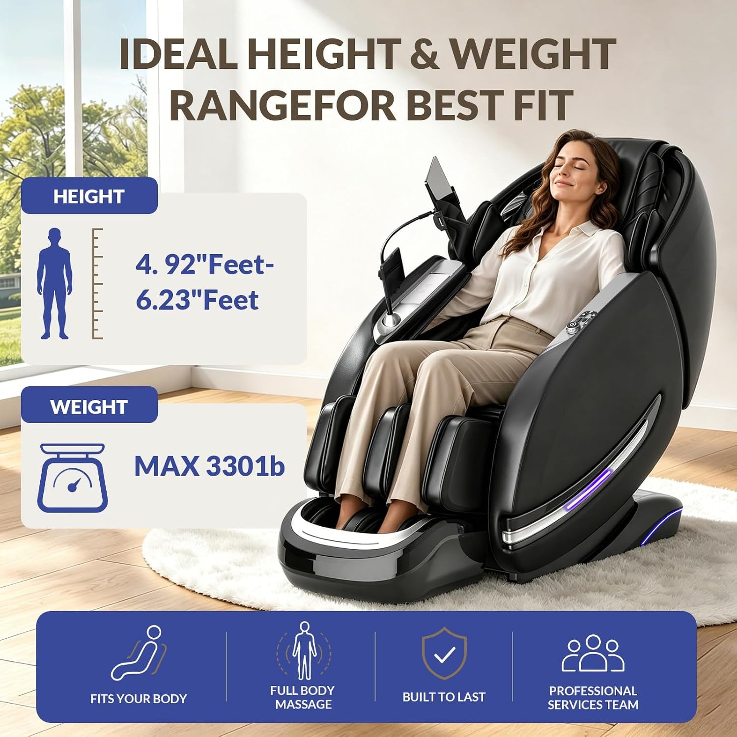 Massage Chair Full Body, 2026 Zero Gravity Sl-Track Shiatsu Massage Chair Recliner with 12 Auto Modes, Thai Yoga Stretch, Foot Rollers, Heated Waist & Calf, AI Control & Body Scan, L183 Black