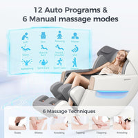 2026 4D Full Body Massage Chair, Zero Gravity, Shiatsu Recliner, SL Track Massage, Heating, Bluetooth, White