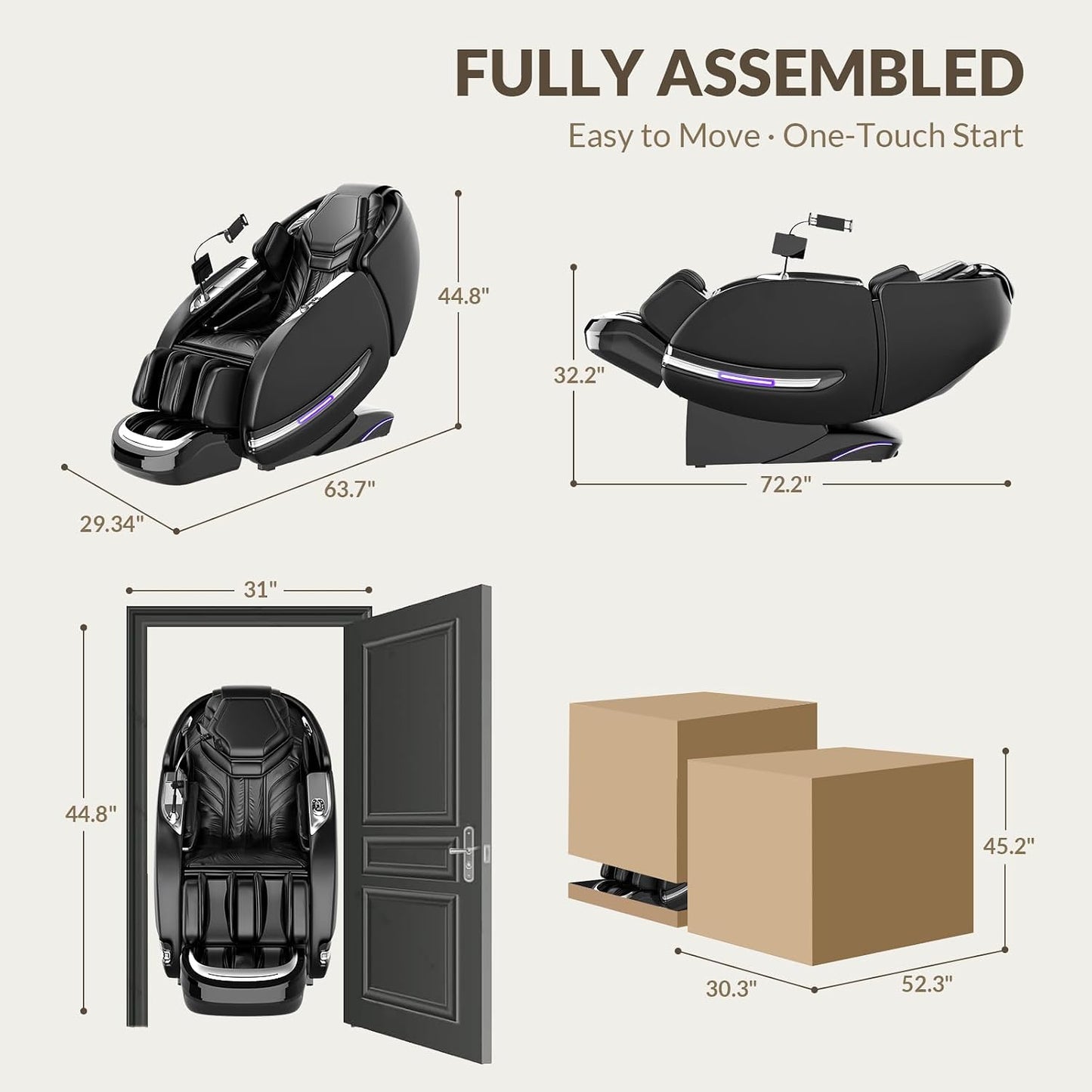 Massage Chair Full Body, 2026 Zero Gravity Sl-Track Shiatsu Massage Chair Recliner with 12 Auto Modes, Thai Yoga Stretch, Foot Rollers, Heated Waist & Calf, AI Control & Body Scan, L183 Black