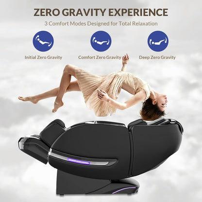 Massage Chair Full Body, 2026 Zero Gravity Sl-Track Shiatsu Massage Chair Recliner with 12 Auto Modes, Thai Yoga Stretch, Foot Rollers, Heated Waist & Calf, AI Control & Body Scan, L183 Black