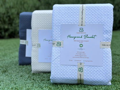 Sleep & Beyond 100% Organic Cotton Honeycomb Blanket