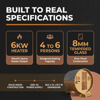 Outdoor Traditional Sauna, 4-6 Person Wooden Sauna, Steam Wet Wood Sauna with 220V with 6KW Heater, Sauna Stone, Thermometer — Results & Stats