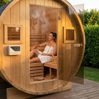 Outdoor Traditional Sauna, 4-6 Person Wooden Sauna, Steam Wet Wood Sauna with 220V with 6KW Heater, Sauna Stone, Thermometer — Lifestyle