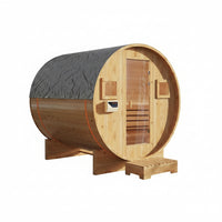 Outdoor Traditional Sauna, 4-6 Person Wooden Sauna, Steam Wet Wood Sauna with 220V with 6KW Heater, Sauna Stone, Thermometer